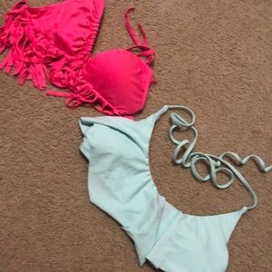 2 bathing suit tops